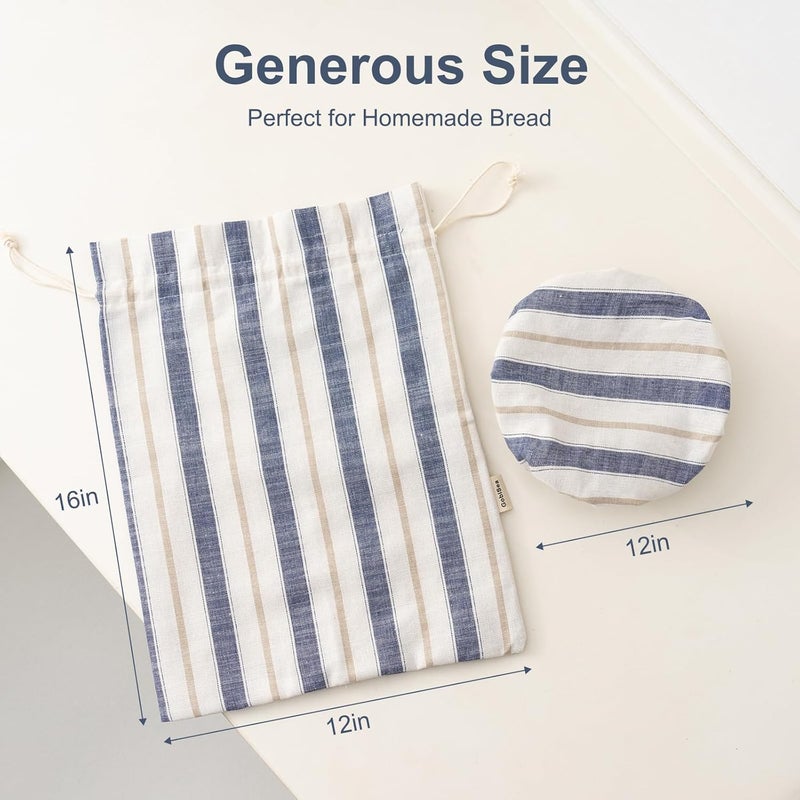 GobiSea Linen Bread Bag for Homemade Sourdough Bread with Proofing Cover, Reusable Linen Sourdough Bread Storage Bag - Plastic Lined - with Proofing Bowl Cover - Image 5